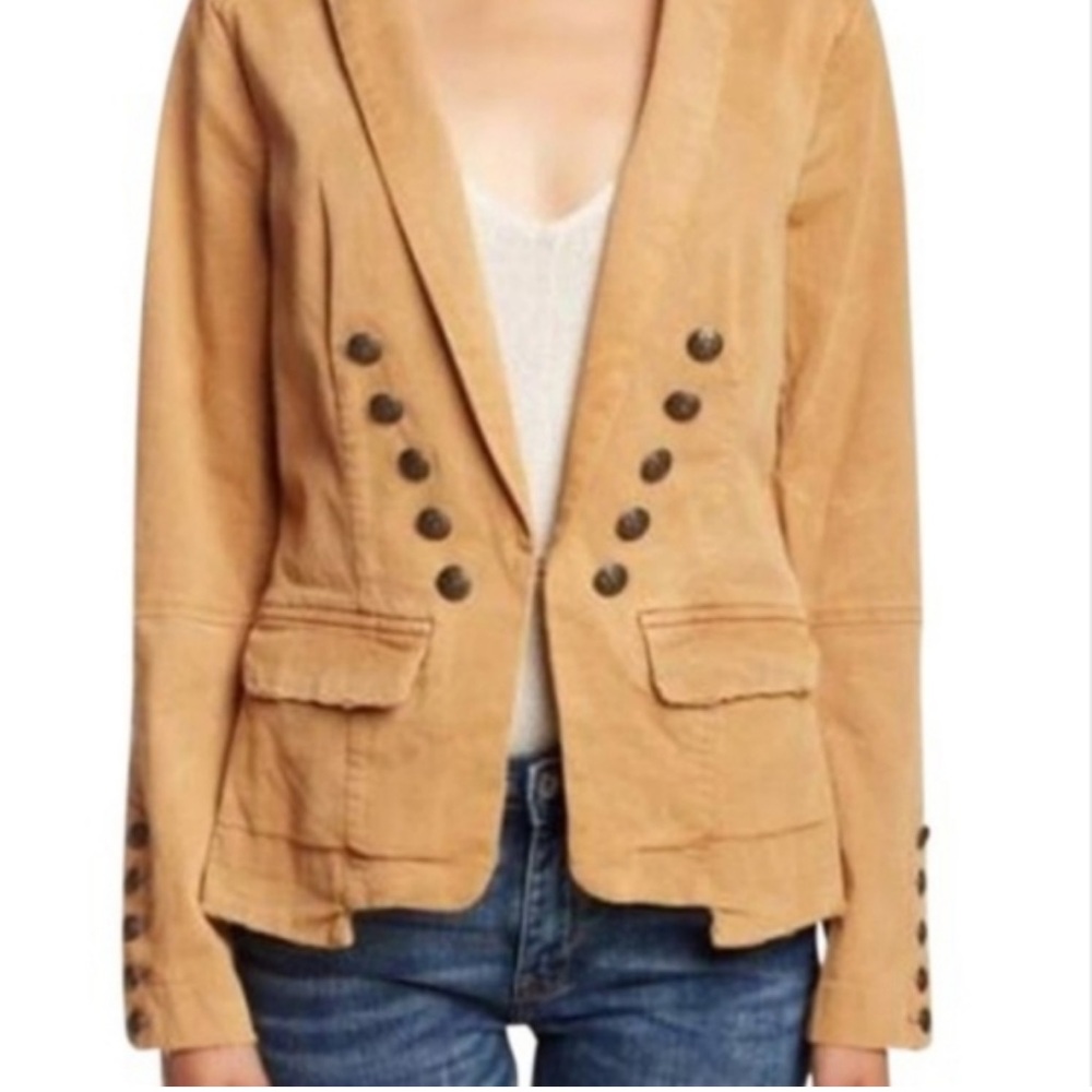 Free People Military Structured Washed Fitted Blazer size Small - Picture 2 of 9
